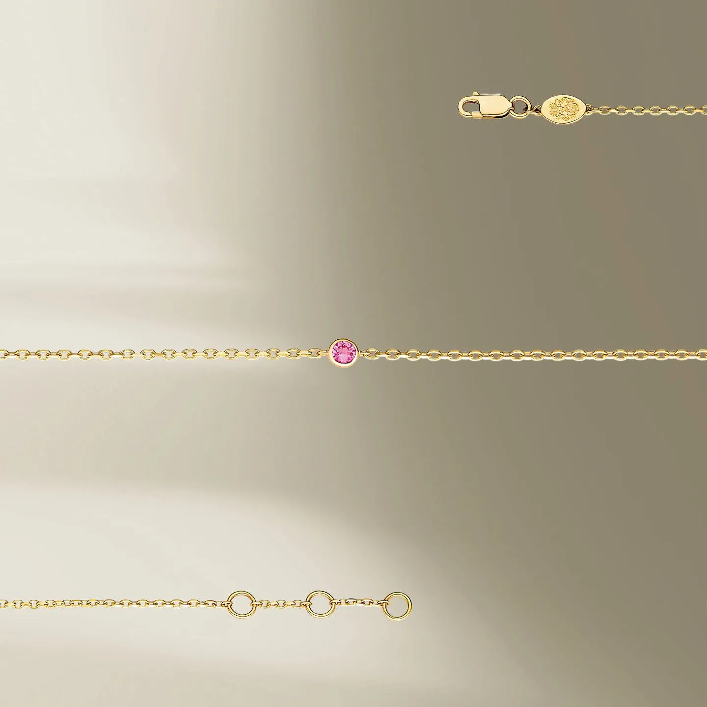 1 Stone 18K Gold Bracelet w. Pink Sapphire