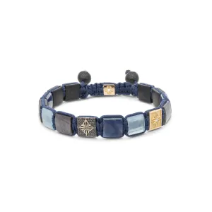 10mm Lock 18K Gold Bracelet w. Diamonds, Sapphire & Aquamarine