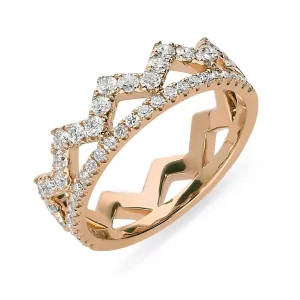18ct Rose Gold 0.69ct Diamond Zigzag Stacking Ring