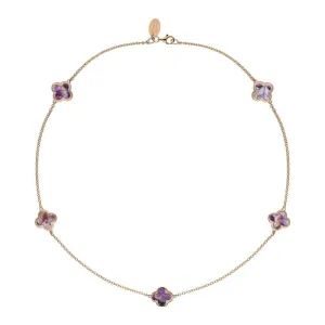 18ct Rose Gold Blue John bloom Four Leaf Clover Necklace