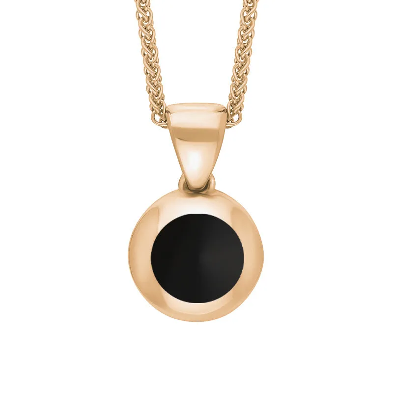 18ct Rose Gold Whitby Jet Heart Disc Necklace