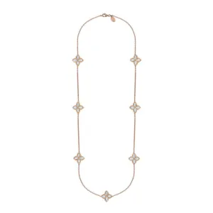 18ct Rose Gold White Mother of Pearl Eden Long Marquise Flower Necklace