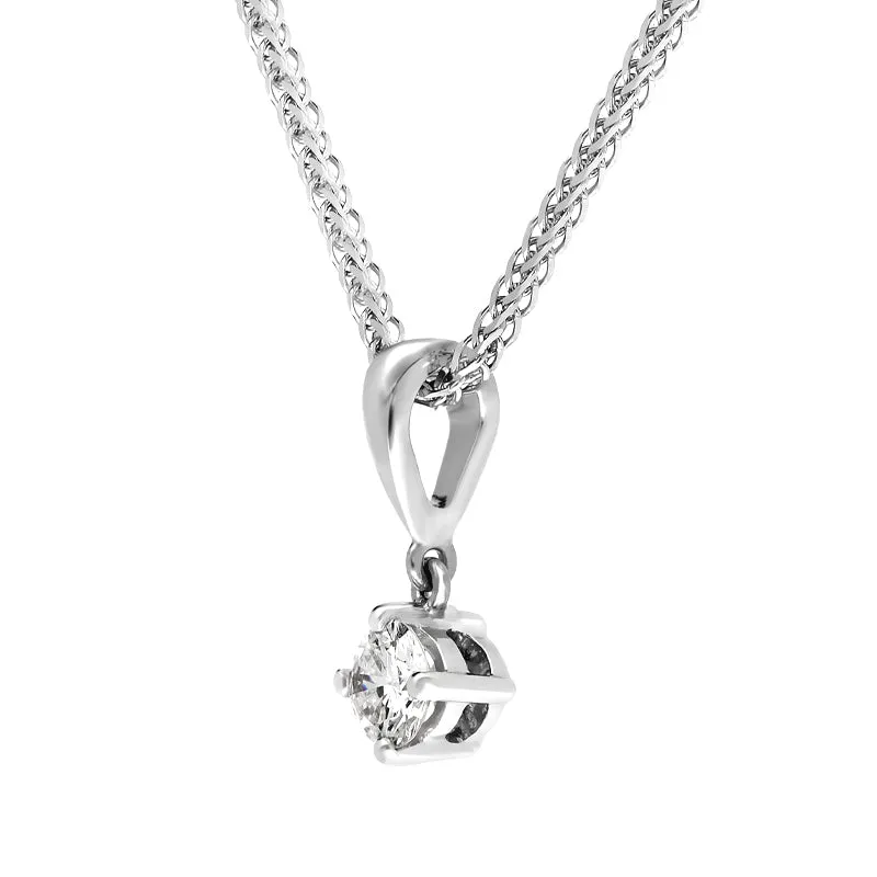 18ct White Gold 0.10ct Diamond Brilliant Cut Solitaire Necklace