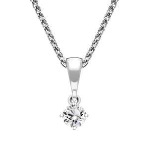 18ct White Gold 0.10ct Diamond Brilliant Cut Solitaire Necklace