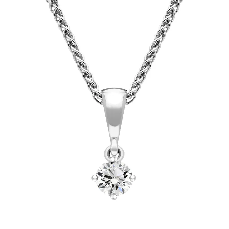 18ct White Gold 0.10ct Diamond Brilliant Cut Solitaire Necklace