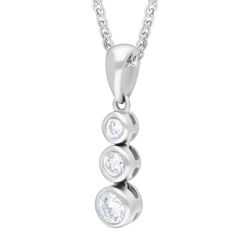 18ct White Gold 0.21ct Diamond Graduated Trilogy Pendant Necklace