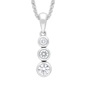 18ct White Gold 0.21ct Diamond Graduated Trilogy Pendant Necklace