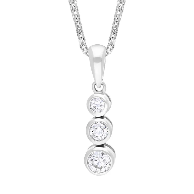 18ct White Gold 0.21ct Diamond Graduating Trilogy Pendant