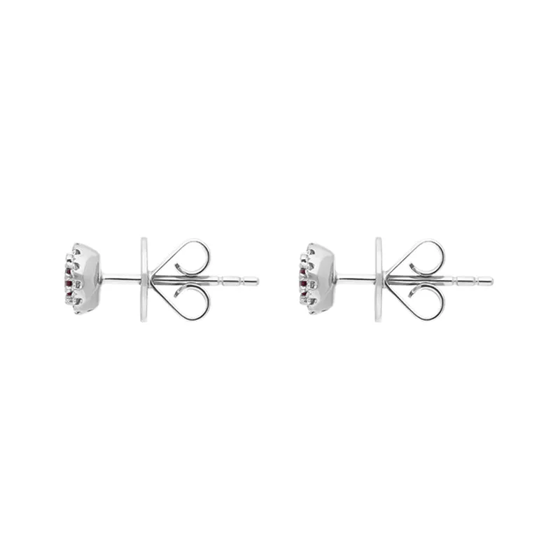 18ct White Gold 0.28ct Ruby Diamond Cluster Earrings