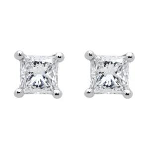 18ct White Gold 0.29ct Diamond Solitaire Princess Cut Stud Earrings