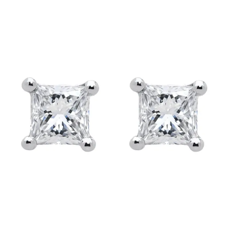18ct White Gold 0.29ct Diamond Solitaire Princess Cut Stud Earrings