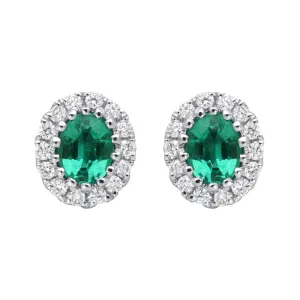 18ct White Gold 0.29ct Emerald Diamond Oval Stud Earrings