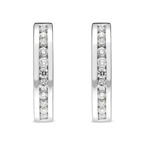 18ct White Gold 0.30ct Diamond Half Eternity Hoop Earrings