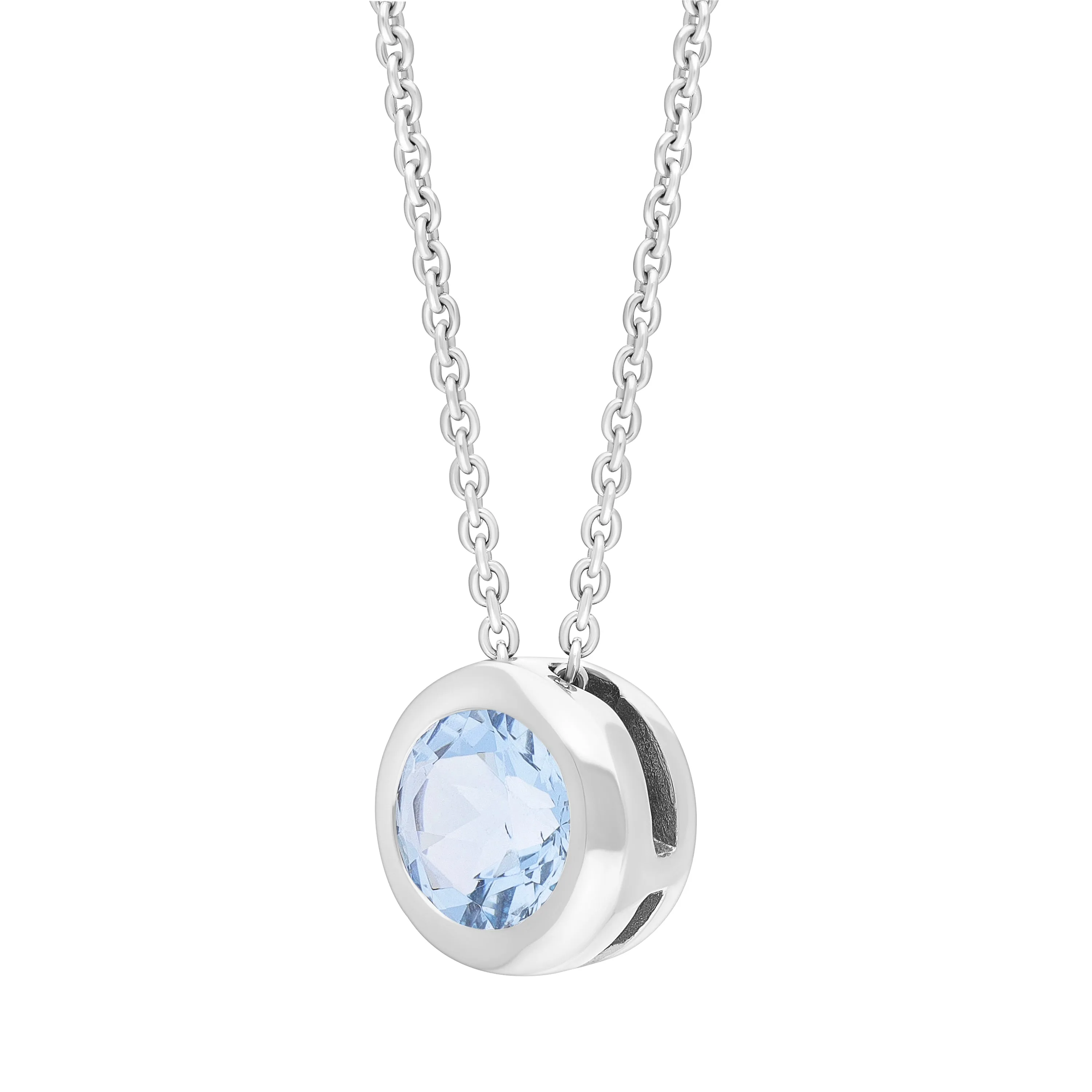 18ct White Gold 0.38ct Aquamarine Martini Slider Necklace