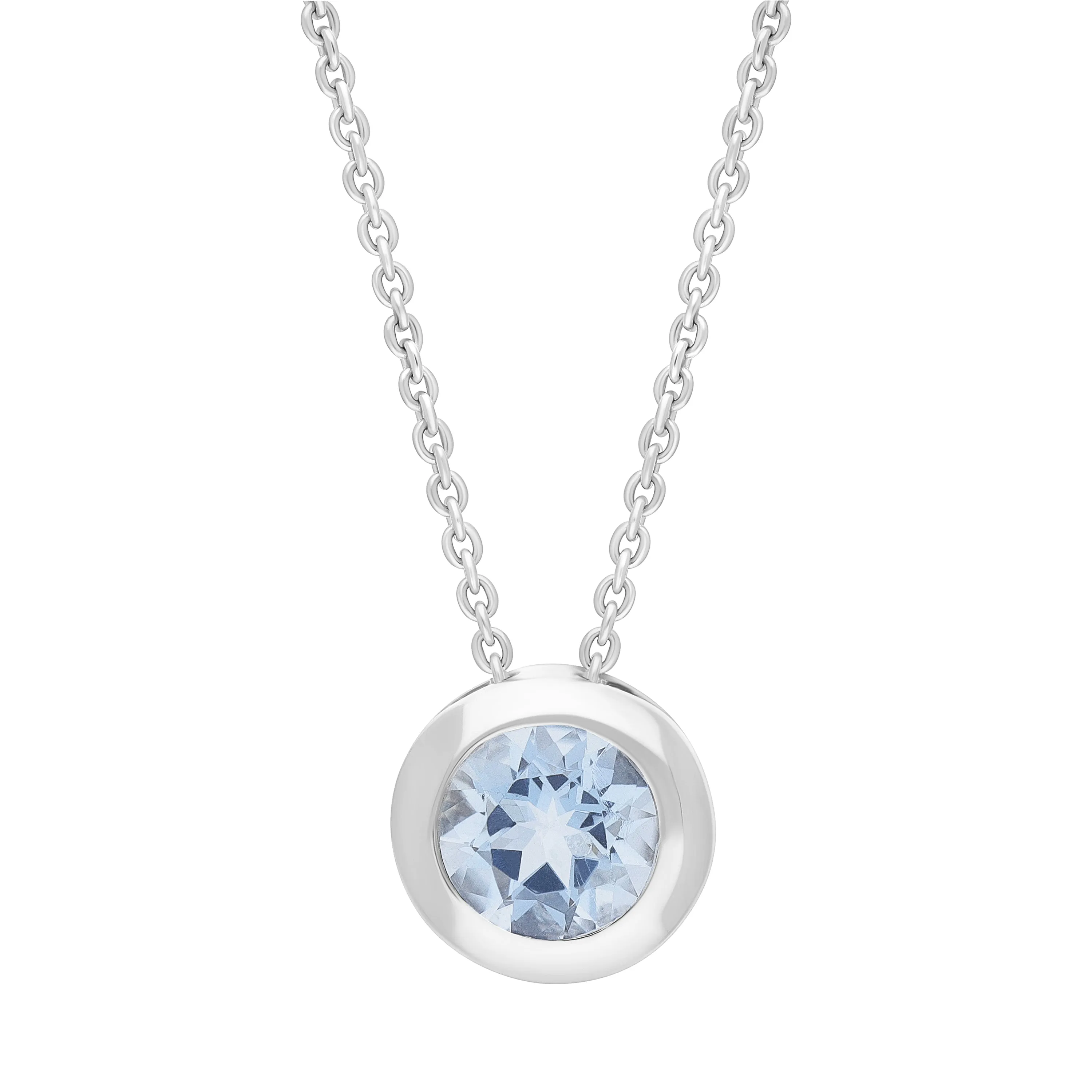 18ct White Gold 0.38ct Aquamarine Martini Slider Necklace