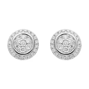 18ct White Gold 0.42ct Diamond Round Cluster Stud Earrings