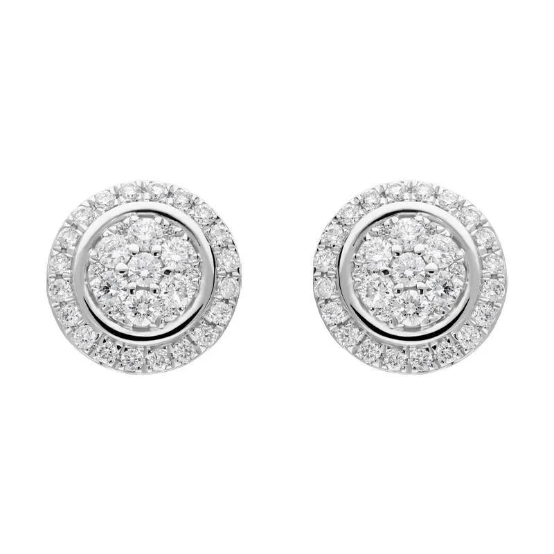 18ct White Gold 0.42ct Diamond Round Cluster Stud Earrings