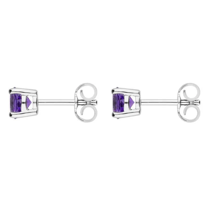 18ct White Gold 0.47ct Amethyst Round Stud Earrings