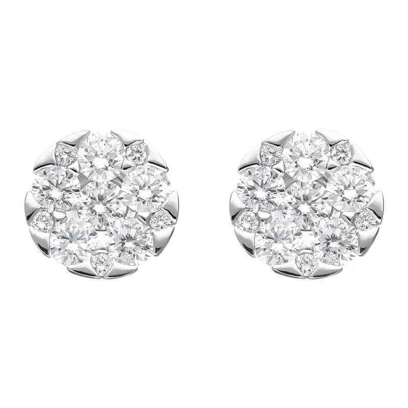 18ct White Gold 0.48ct Diamond Triangle Edge Stud Earrings
