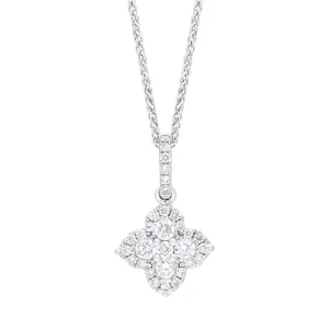 18ct White Gold 0.50ct Diamond Clover Cluster Necklace