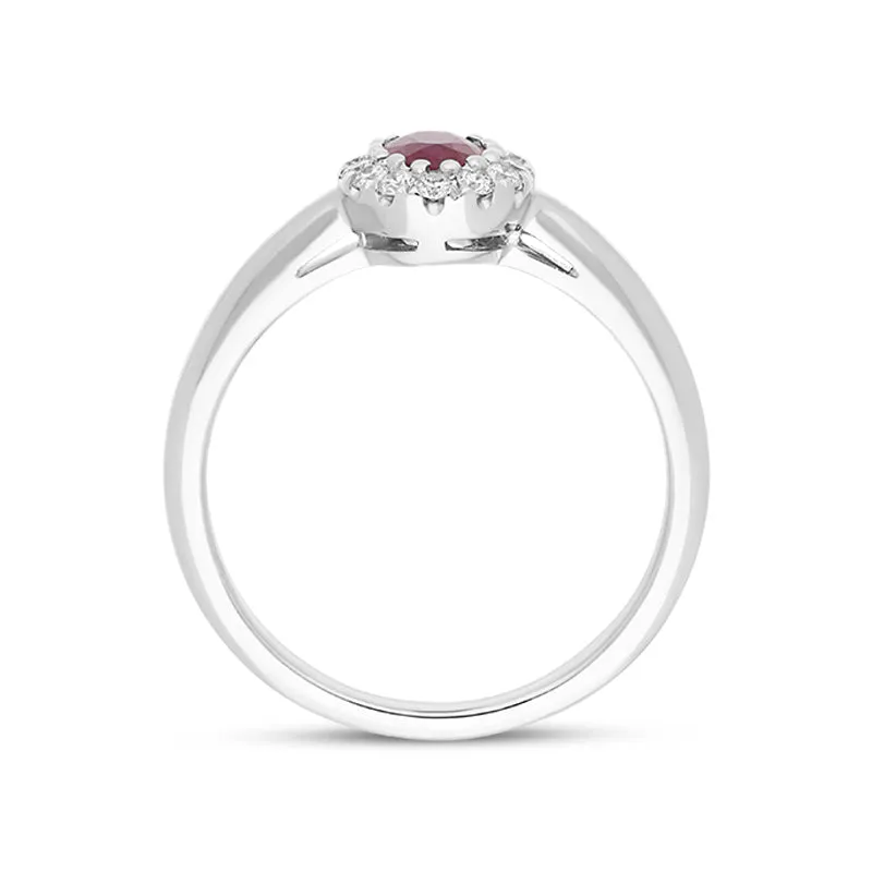 18ct White Gold 0.55ct Ruby Diamond Oval Ring