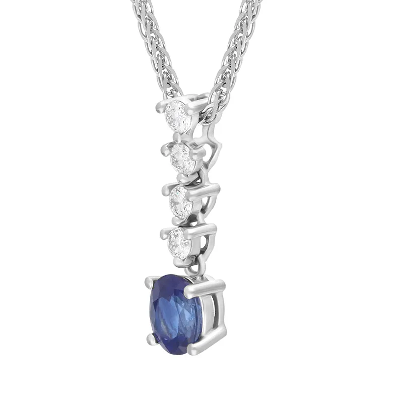 18ct White Gold 0.72ct Diamond Sapphire Pear Drop Necklace