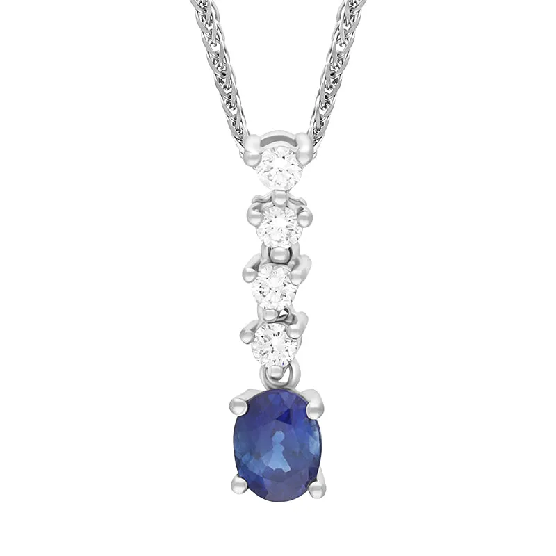 18ct White Gold 0.72ct Diamond Sapphire Pear Drop Necklace