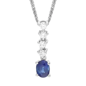 18ct White Gold 0.72ct Diamond Sapphire Pear Drop Necklace