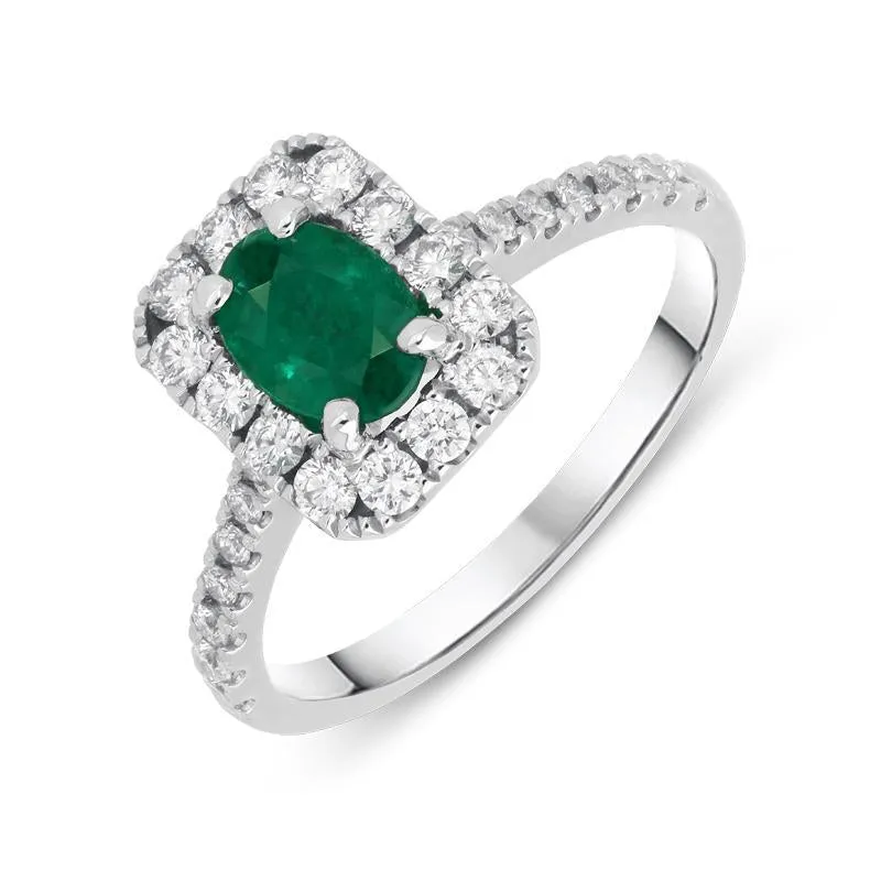18ct White Gold 0.75ct Emerald Diamond Oval Cut Ring