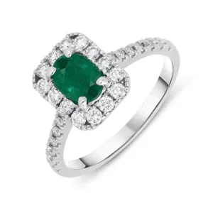 18ct White Gold 0.75ct Emerald Diamond Oval Cut Ring