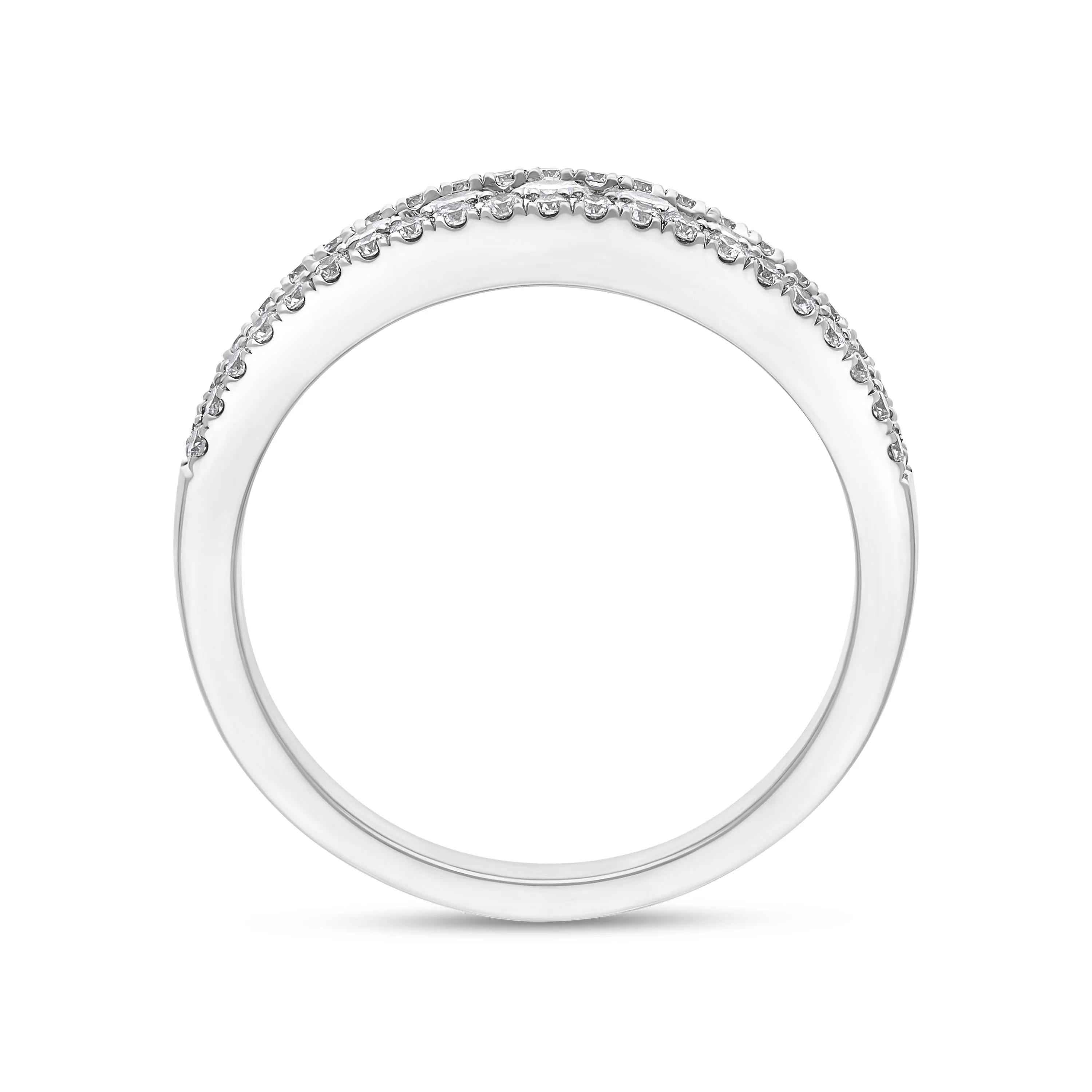 18ct White Gold 0.77 Diamond 3 Row Grad Claw Set Eternity Ring
