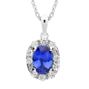 18ct White Gold 0.80ct Sapphire and Diamond Swirl Necklace