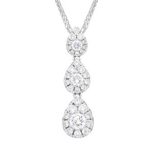 18ct White Gold 0.89ct Diamond Triple Drop Pave Cluster Pendant