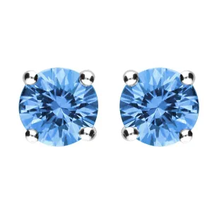 18ct White Gold 0.93ct Aquamarine Solitaire Stud Earrings