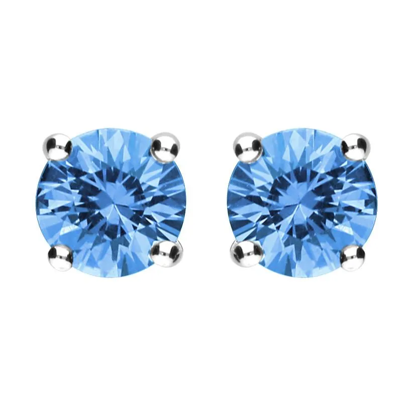 18ct White Gold 0.93ct Aquamarine Solitaire Stud Earrings