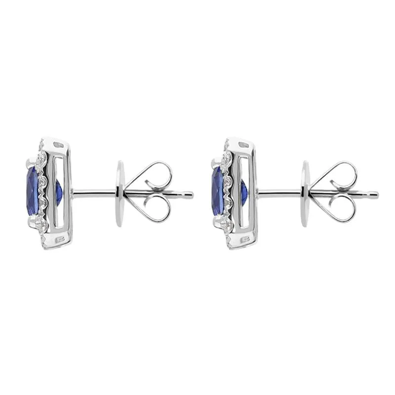 18ct White Gold 1.41ct Sapphire and Diamond Oblong Earrings