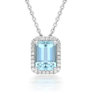 18ct White Gold 2.06ct Aquamarine Diamond Necklace