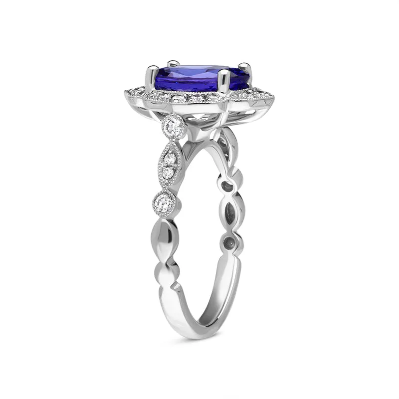 18ct White Gold 2.79ct Tanzanite Diamond Cluster Ring