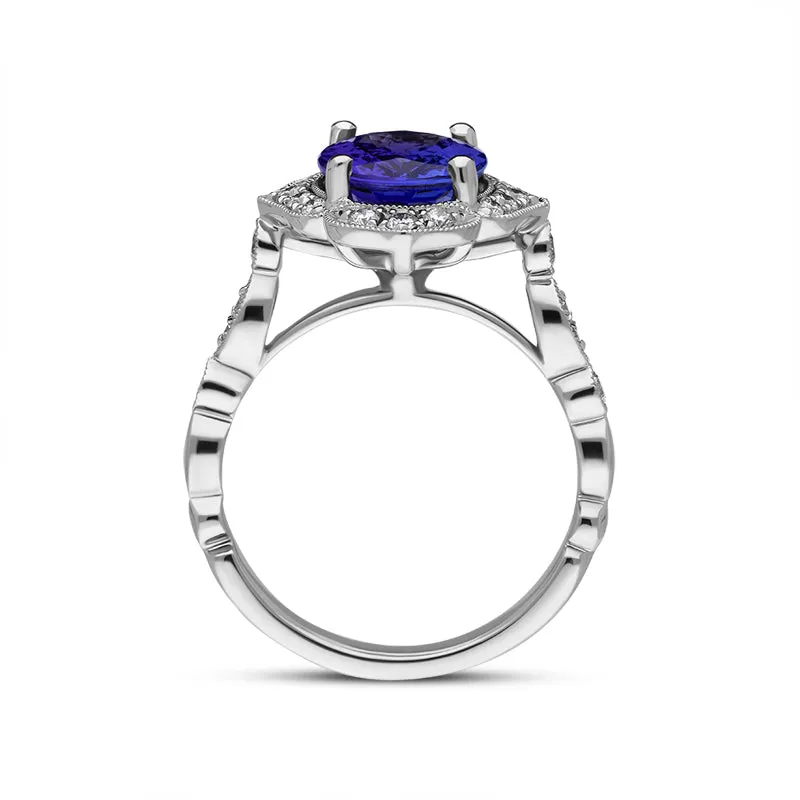 18ct White Gold 2.79ct Tanzanite Diamond Cluster Ring