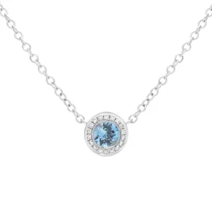 18ct White Gold Aquamarine Diamond Cluster Necklace
