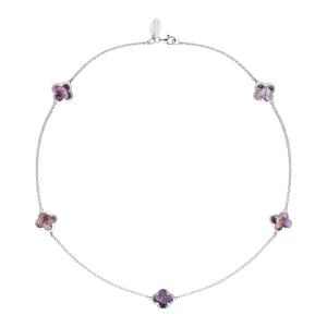 18ct White Gold Blue John bloom Four Leaf Clover Necklace