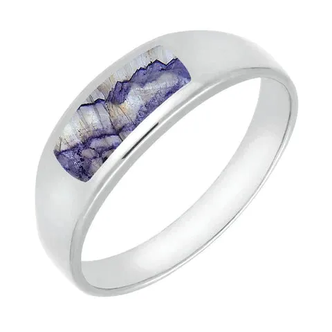 18ct White Gold Blue John Inlay Ring