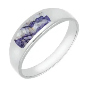 18ct White Gold Blue John Inlay Ring