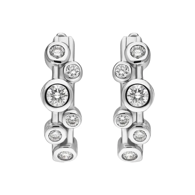 18ct White Gold Diamond Bubble Hoop Earrings