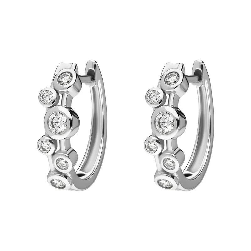 18ct White Gold Diamond Bubble Hoop Earrings