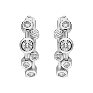18ct White Gold Diamond Bubble Hoop Earrings