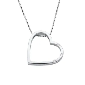 18ct White Gold Diamond Open Heart Necklace