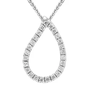 18ct White Gold Diamond Open Pear Shaped Pendant Necklace