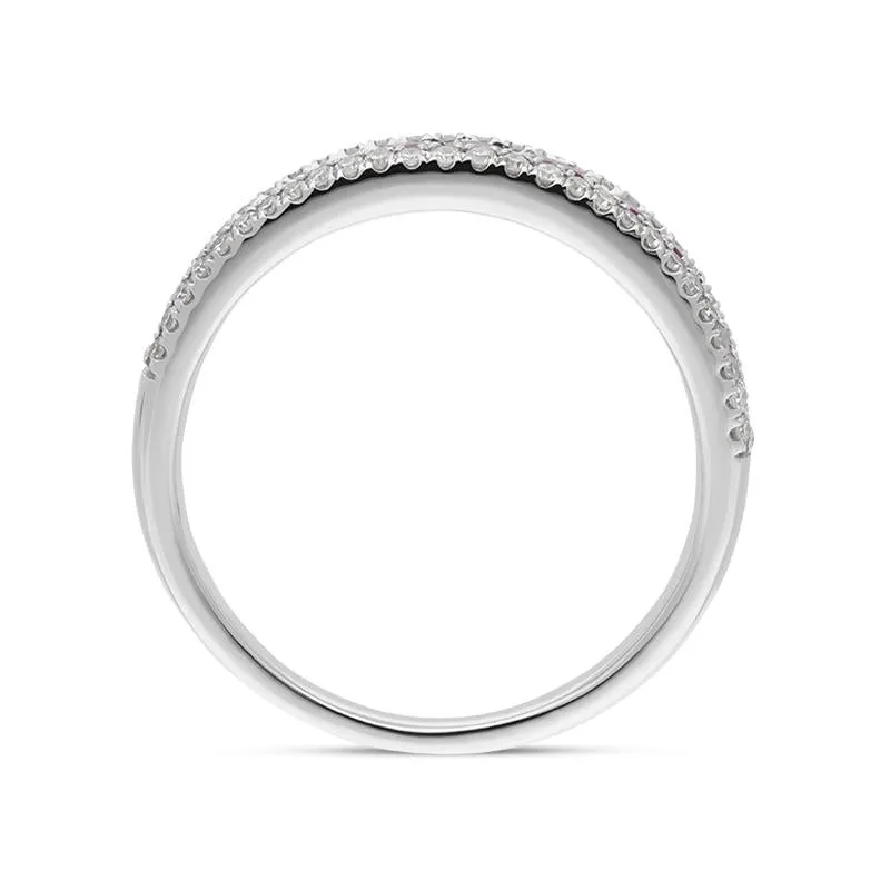 18ct White Gold Ruby Diamond Band Ring