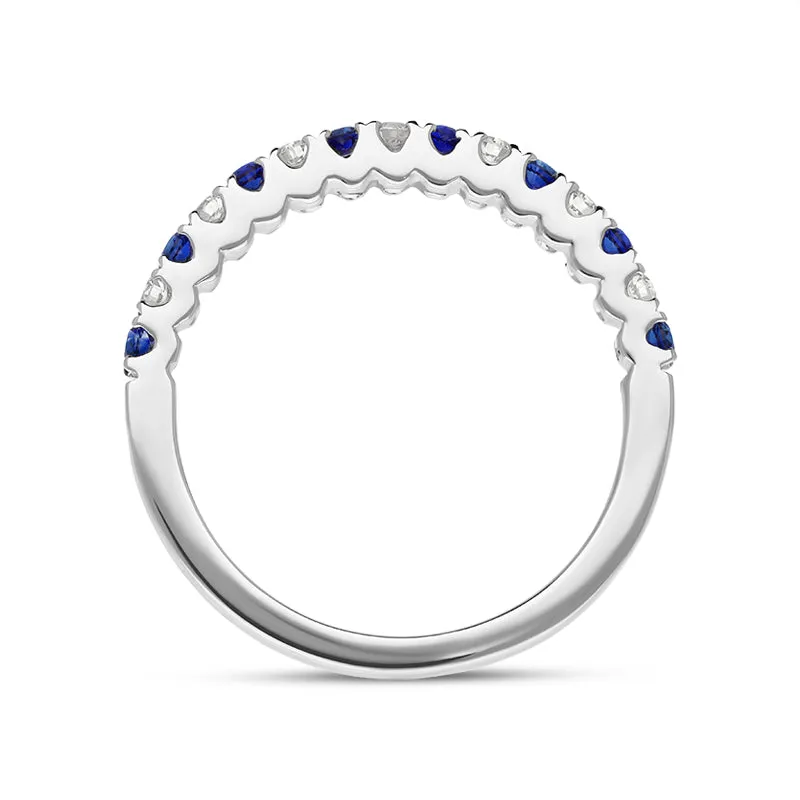 18ct White Gold Sapphire Diamond Half Eternity Ring